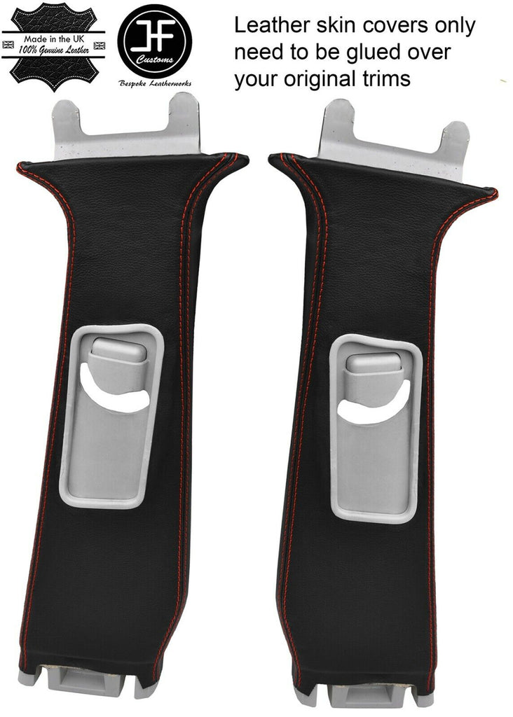 RED STITCH 2X UPPER B POST PILLAR LEATHER COVERS FOR RANGE ROVER SPORT 05-13