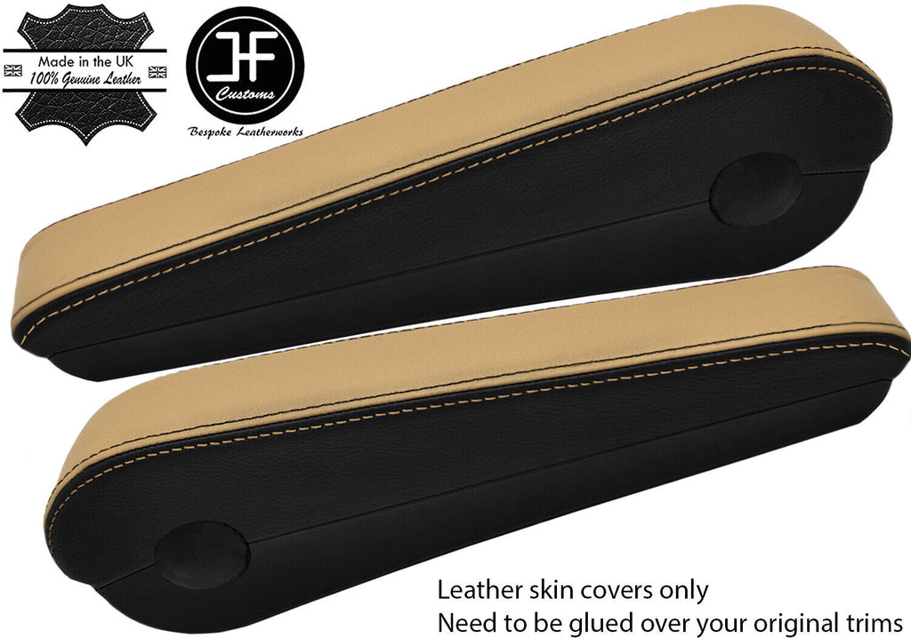BLACK & BEIGE 2X SEAT ARMREST LEATHER COVERS FOR MERCEDES SPRINTER 2006-2018