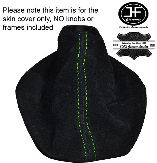 GREEN STITCHING SUEDE GEAR GAITER FITS VOLKSWAGEN VW GOLF MK4 BORA 1998-2005