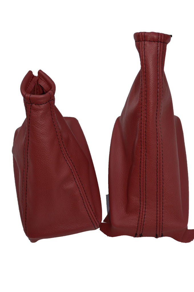 DARK RED  LEATHER FITS VAUXHALL CORSA C COMBO BARINA XC GAITER SET BLACK STITCH