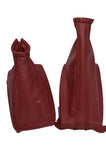 DARK RED  LEATHER FITS VAUXHALL CORSA C COMBO BARINA XC GAITER SET BLACK STITCH