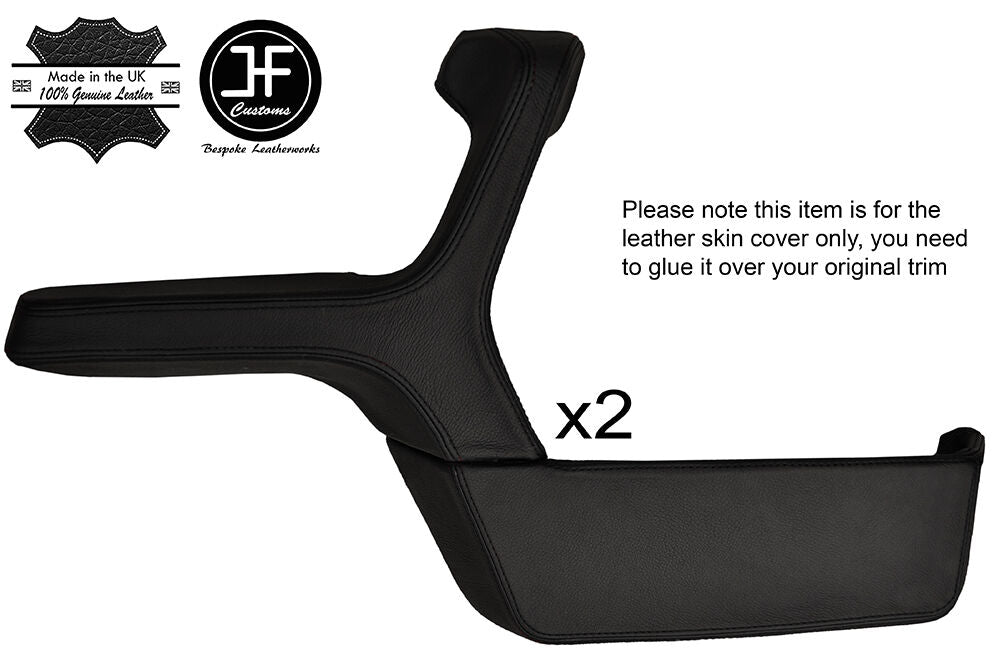 BLACK STITCH 2X DOOR HANDLE ARMREST & POCKET LEATHER COVERS FOR BMW E30 SALOON