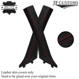 D RED  STITCH ITALIAN LEATHER PILLAR KIT COVERS FOR BMW 3 SERIES E92 COUPE 06-13