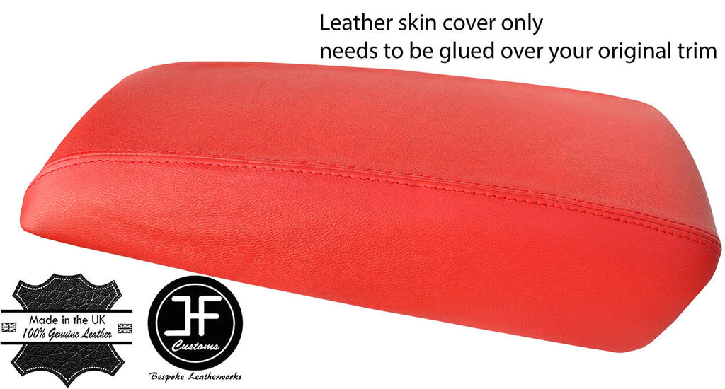 RED TOP GRAIN REAL LEATHER ARMREST LID COVER FITS FORD EDGE 2014-2018 CUSTOM NEW