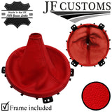 RED LEATHER GEAR GAITER + PLASTIC FRAME FOR TOYOTA GT86 SUBARU BRZ 12-18