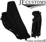 BLACK STITCH LUXE SUEDE HANDBRAKE + PLASTIC FRAME FOR FORD FOCUS MK2 05-08