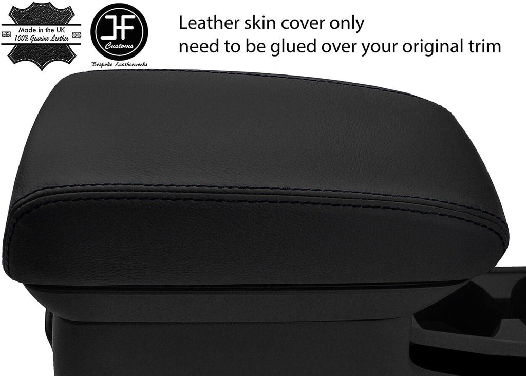 BLACK STITCH TOP GRAIN LEATHER ARMREST LID COVER FITS TOYOTA COROLLA 2003-2006