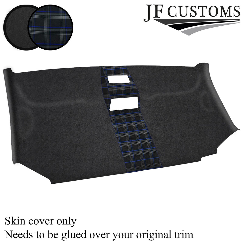 BLUE STITCH TARTAN D GREY SUEDE FRONT HEADLINER COVER FOR VW T5 TRANSPORTER