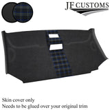 BLUE STITCH TARTAN D GREY SUEDE FRONT HEADLINER COVER FOR VW T5 TRANSPORTER