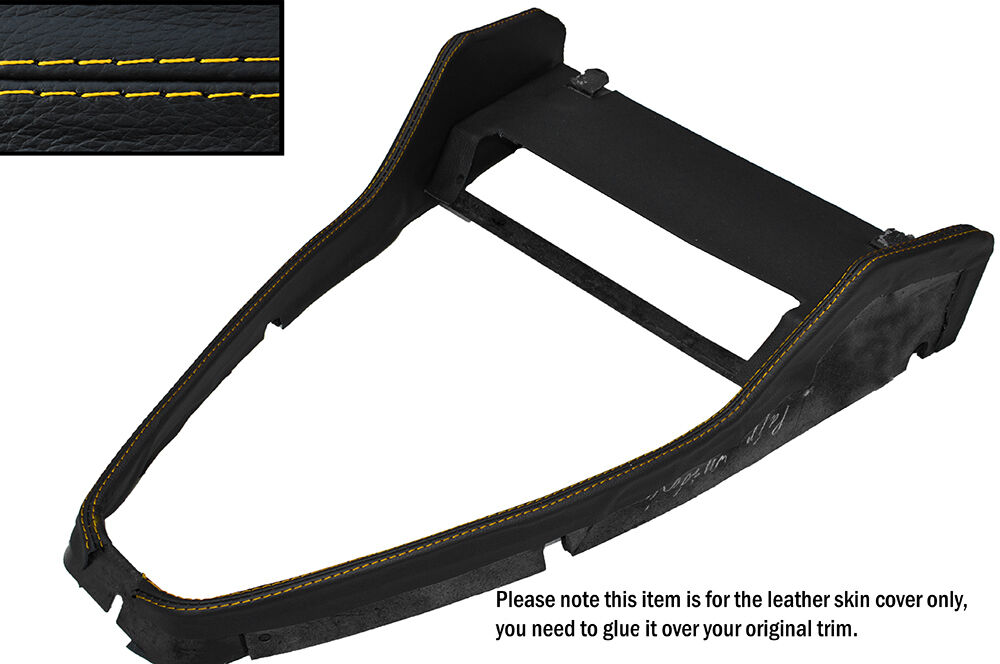YELLOW STITCH CENTRE CONSOLE SURROUND FRAME LEATHER SKIN COVER FITS ROVER P5 P5B