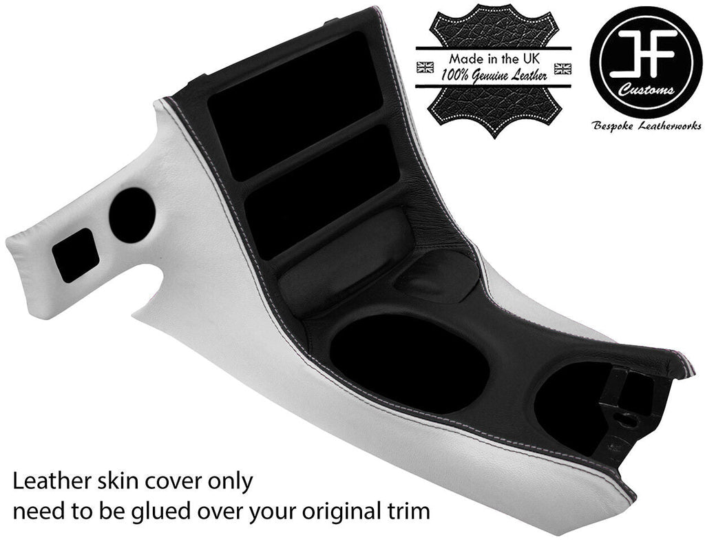 BLACK & WHITE LEATHER CONSOLE SHIFT BEZEL SURROUND COVER FOR CORVETTE C5 97-04
