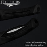 L BLUE STITCH LEATHER 2X DOOR HANDLE ARMREST COVER FOR CORVETTE C3 1978-1982