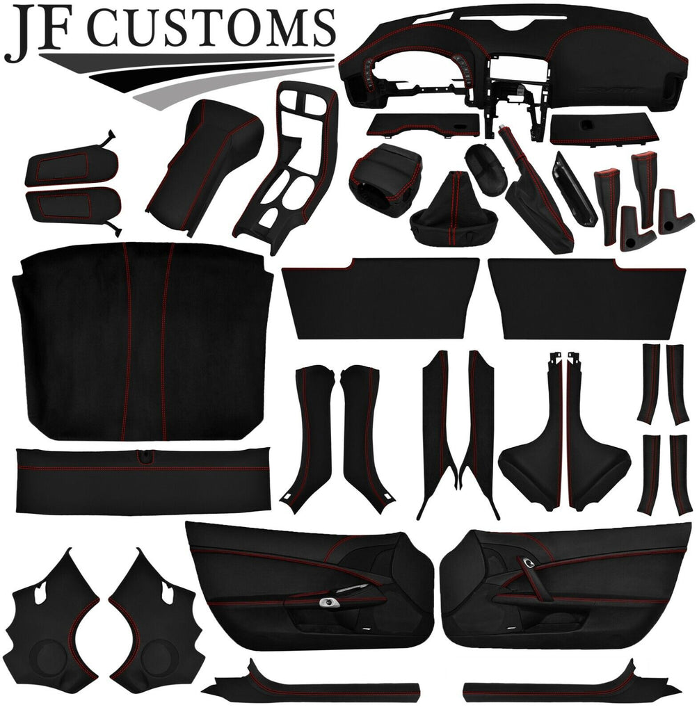 RED STITCH LEATHER COVERS FOR CORVETTE C6 05-13 FULL INTERIOR RECOVERY KIT