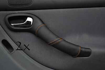 2X REAR DOOR HANDLE  COVERS FITS SEAT LEON TOLEDO 99-05  orange  stitching