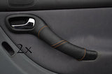 2X REAR DOOR HANDLE  COVERS FITS SEAT LEON TOLEDO 99-05  orange  stitching