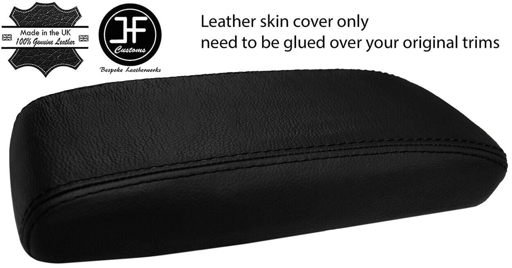 BLACK & BLACK ARMREST REAL TOP GRAIN LEATHER COVER FITS HONDA PRELUDE MK4 92-96
