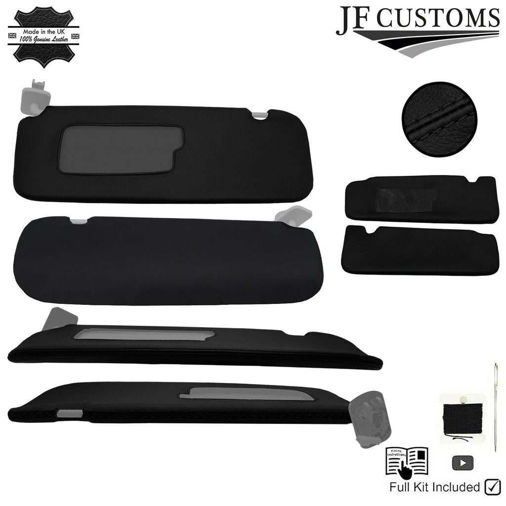 BLACK CROSS STITCH LEATHER 2X SUN VISOR COVERS FOR TESLA MODEL 3 17-22