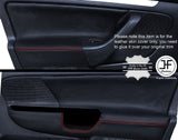 RED STICH 2X FRONT DOOR CARD TRIM LEATHER COVERS FITS VW GOLF MK5 04-09 5DR