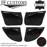 RED STITCH LEATHER 4X DOOR TRIM COVERS FITS FIAT PUNTO GRANDE EVO 5DR 09-15