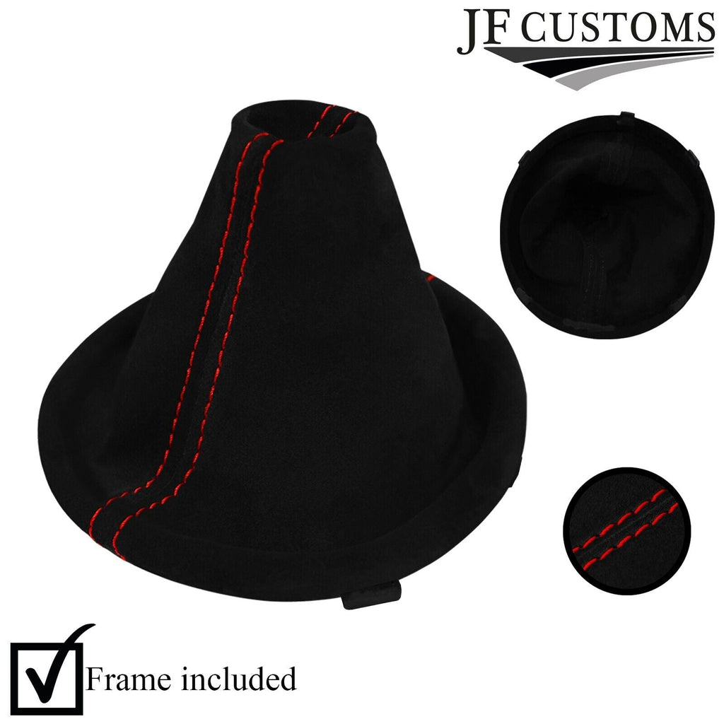 RED STITCH SUEDE COVER GEAR GAITER+FRAME FITS SUBARU IMPREZA WRX STI 15-18