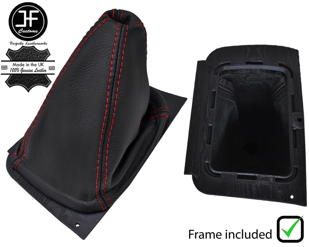 RED STITCH LEATHER MANUAL GEAR GAITER+PLASTIC FRAME FITS SAAB 9000 1993-1998