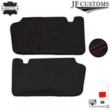 RED CROSS STITCH 2X SUN VISOR LEATHER COVERS FOR NISSAN MICRA K13 10-16