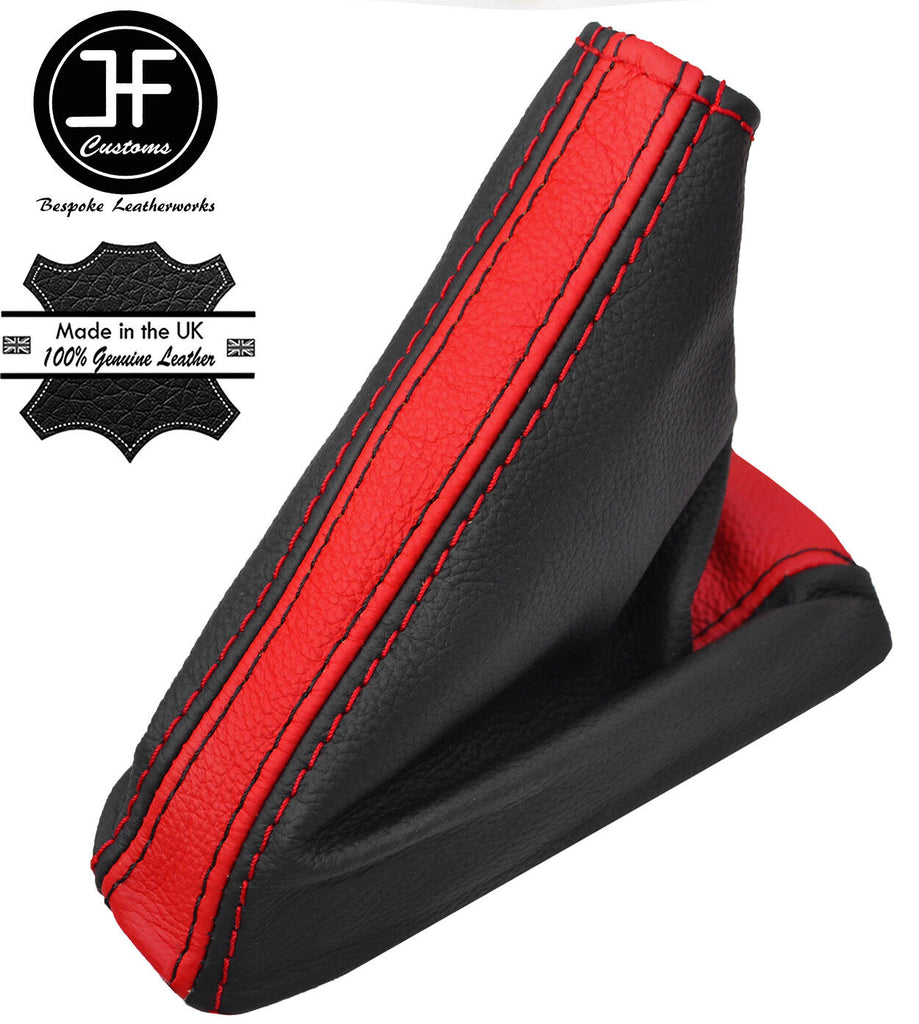 BLACK & RED TOP GRAIN LEATHER HANDBRAKE GAITER FITS SKYLINE R34 1998-2002