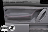 PINK STITCH GREY LEATHER 2X FRONT DOOR CARD TRIM  COVERS FITS VW BEETLE 98-11