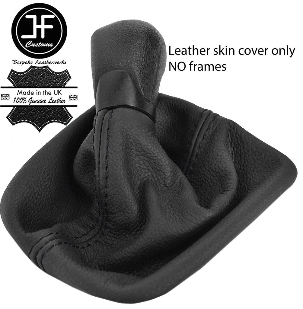 BLACK STITCHING TOP GRAIN REAL LEATHER MANUAL GEAR GAITER FITS VW UP 2011-2017
