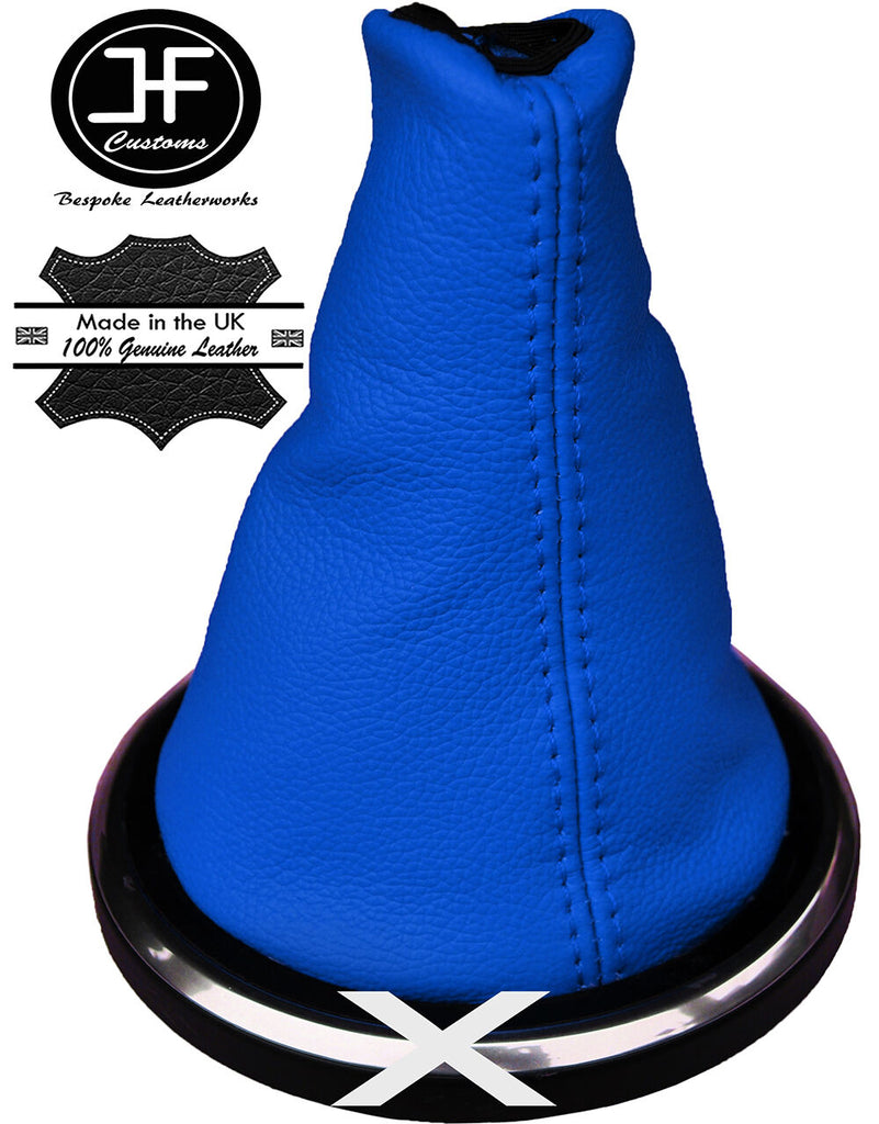 BLUE GENUINE ITALIAN LEATHER GEAR GAITER FOR FORD FIESTA MK6 FUSION 2002-2008