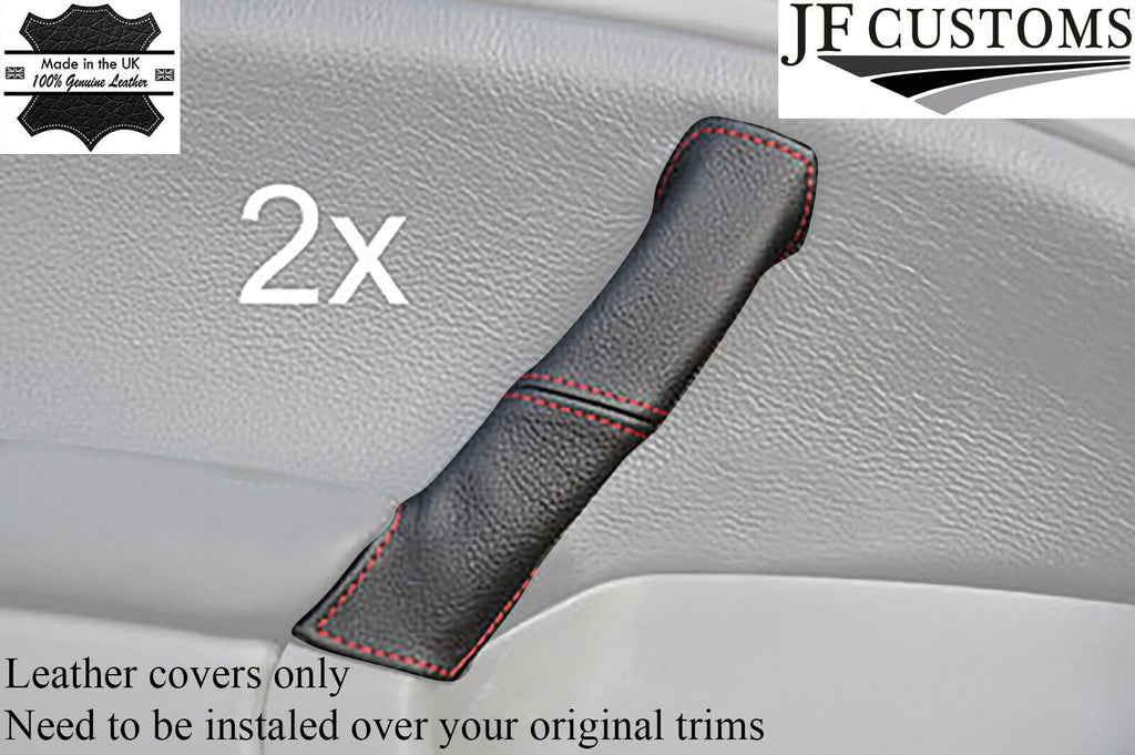 red stitch FITS SAAB 95 9-5  2X LEATHER DOOR HANDLE COVERS 1997-2005 CUSTOM NEW