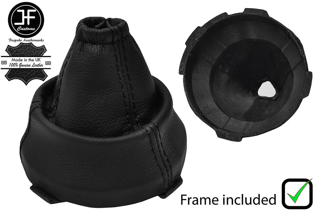 BLACK STITCH LEATHER GEAR GAITER + PLASTIC FRAME FOR FORD FUSION 02-12