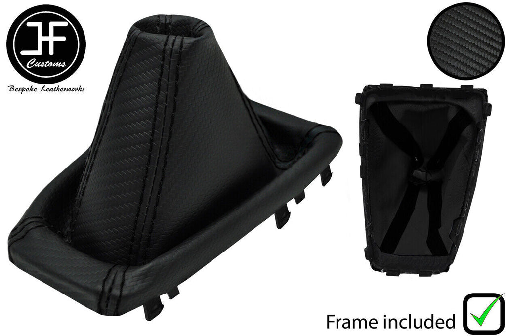 BLACK STITCH CARBON VINYL GEAR GAITER + PLASTIC FRAME FITS FORD FOCUS 2014-2018