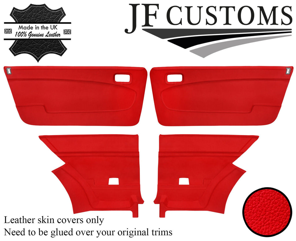RED ITALIAN LEATHER 4X DOOR CARD COVER FOR LANCIA BETA VOLUMEX COUPE CUSTOM NEW