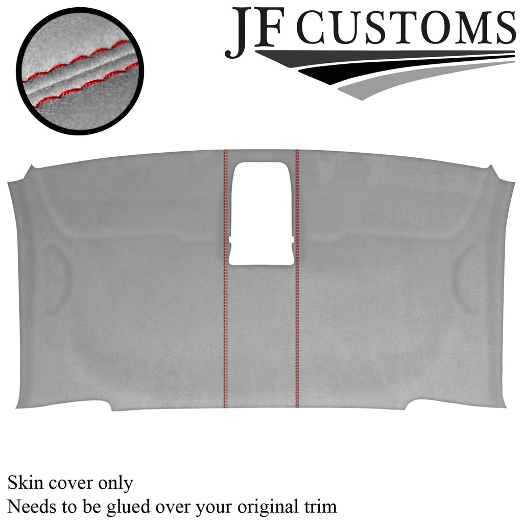 RED STITCH L GREY SUEDE HEADLINER COVER FITS VW T6 MULTIVAN 2016-2019 CUSTOM NEW