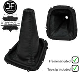 BLACK STITCH REAL LEATHER GEAR GAITER+FRAME+TOP RING FOR SUBARU IMPREZA 98-00
