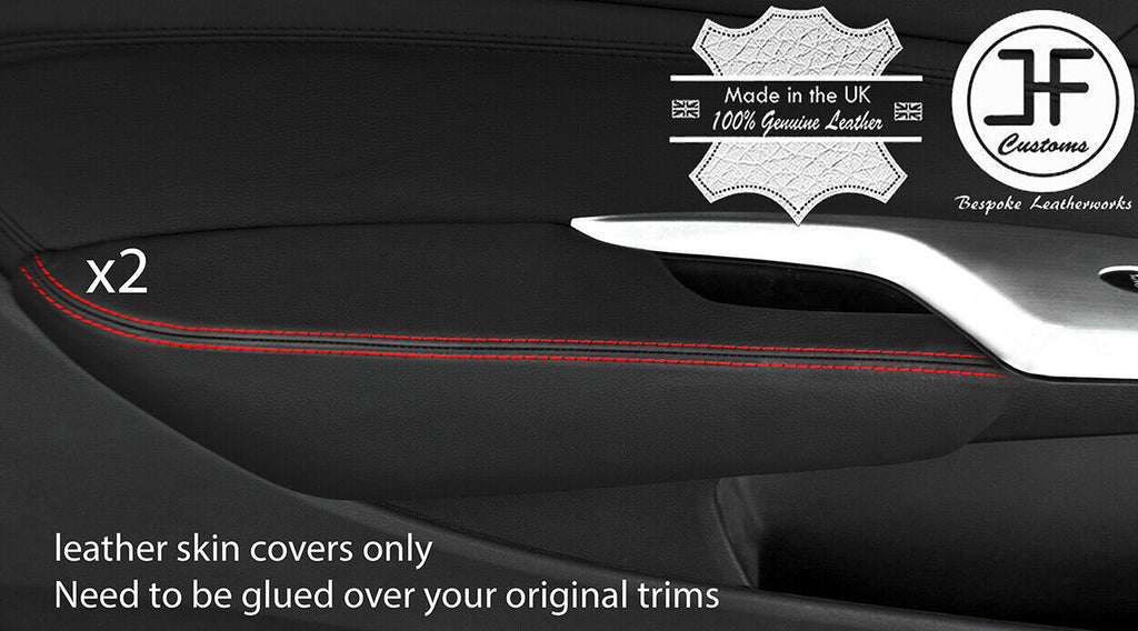RED STITCH 2X DOOR ARMREST LEATHER COVER FOR HONDA CIVIC TYPE R 06-12 STYLE2