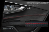 RED STITCHING 2X REAR DOOR CARD TRIM LEATHER SKIN COVERS FITS AUDI A7 10-15