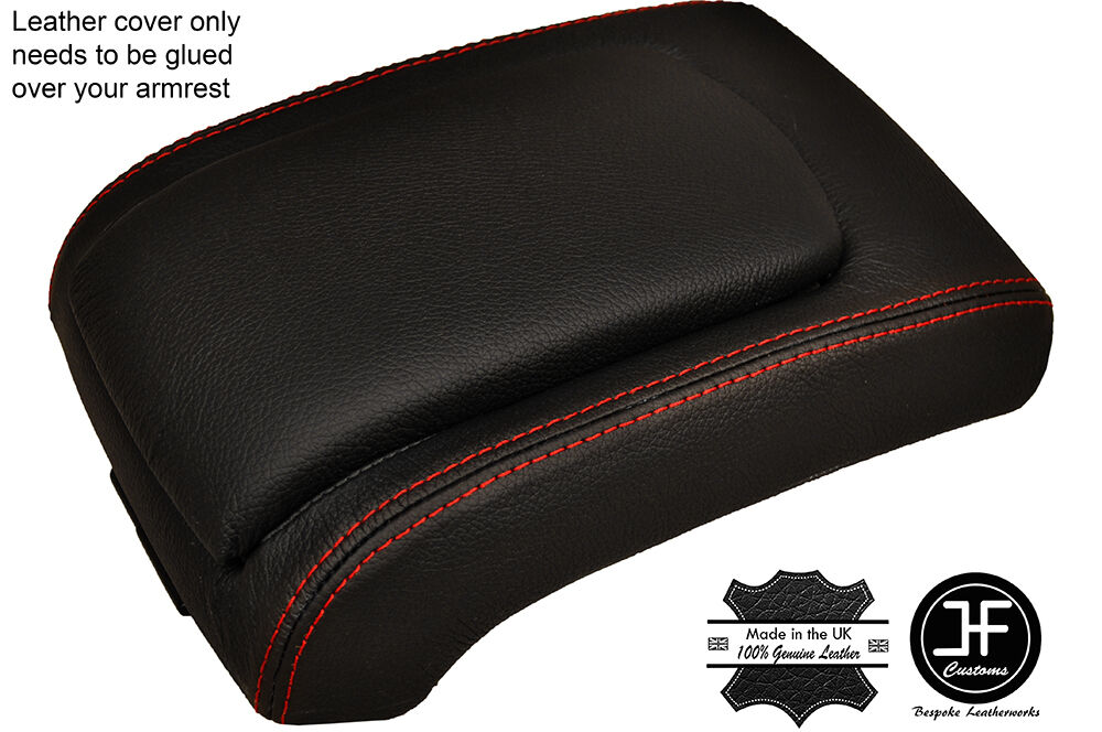RED   STITCHING ARMREST LID LEATHER COVER FITS SSANGYONG REXTON 2002-2013
