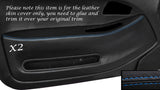 BLUE STITCH 2X FRONT DOOR CARD TRIM SKIN COVERS FITS HONDA CIVIC COUPE 92-95