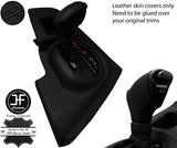 BLACK STITCH GEAR SURROUND+AUTOMATIC KNOB LEATHER COVERS FOR TOYOTA SUPRA MK4