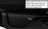 BLACK STITCH 2X FRONT DOOR CARD ARMREST SKIN COVERS FITS RENAULT CLIO 2013+