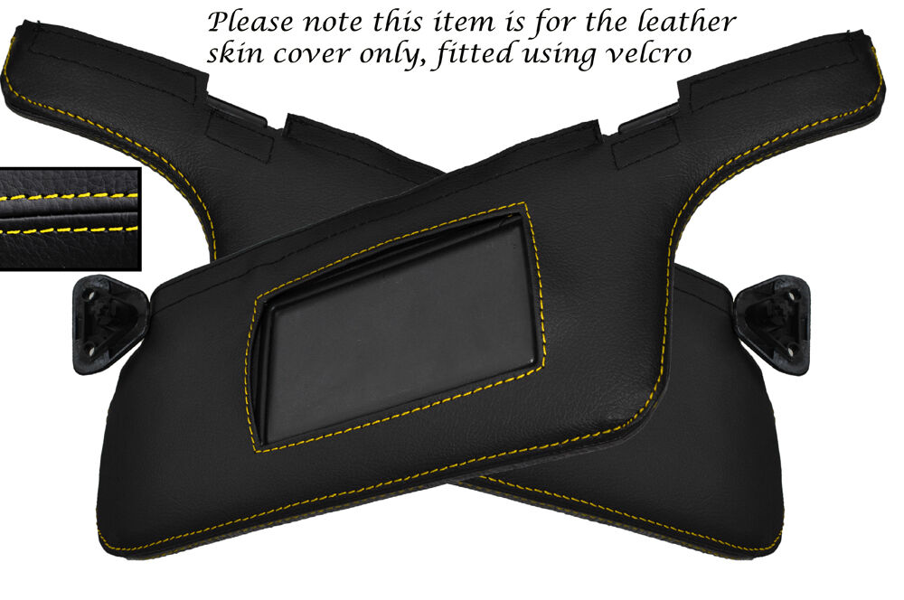 YELLOW STITCH 2X SUN VISORS LEATHER SKIN COVERS FITS NISSAN 200SX S15 1999+