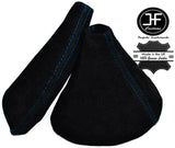 BLUE DOUBLE STITCH FOR MAZDA MX5 MK3 NC 2005-2012 SUEDE GEAR HANDBRAKE GAITER