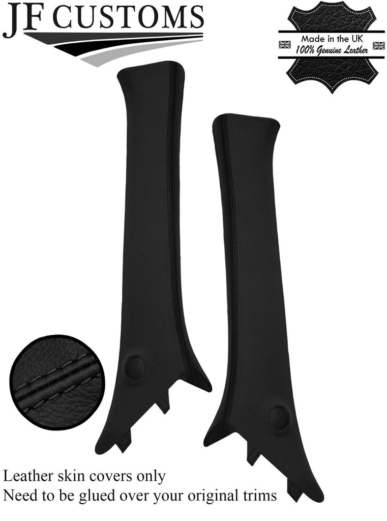 BLACK STITCH 2X A PILLAR REAL LEATHER COVERS FITS NISSAN JUKE F15 2010-2019 JF1