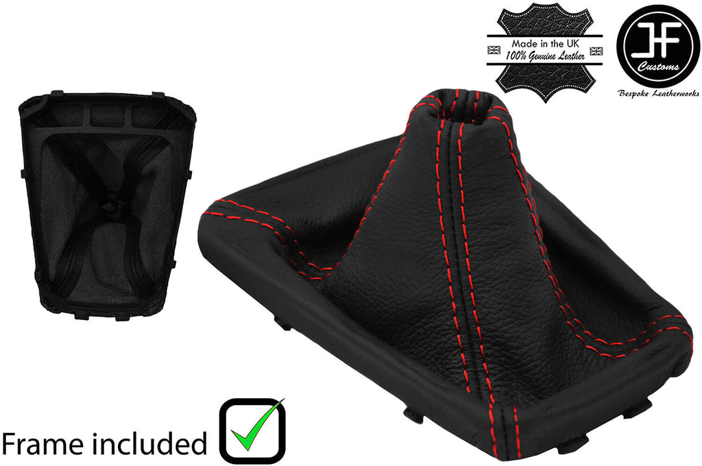RED STITCHING LEATHER GEAR GAITER + PLASTIC FRAME FITS FORD FOCUS 2018-2020