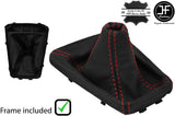 RED STITCHING LEATHER GEAR GAITER + PLASTIC FRAME FITS FORD FOCUS 2018-2020