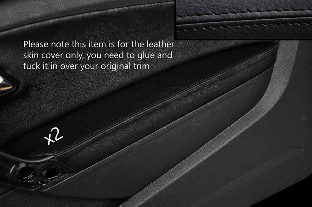 BLACK  STITCH 2X FRONT DOOR ARMREST SKIN COVER FITS VW POLO MK5 09-17 3 DOOR