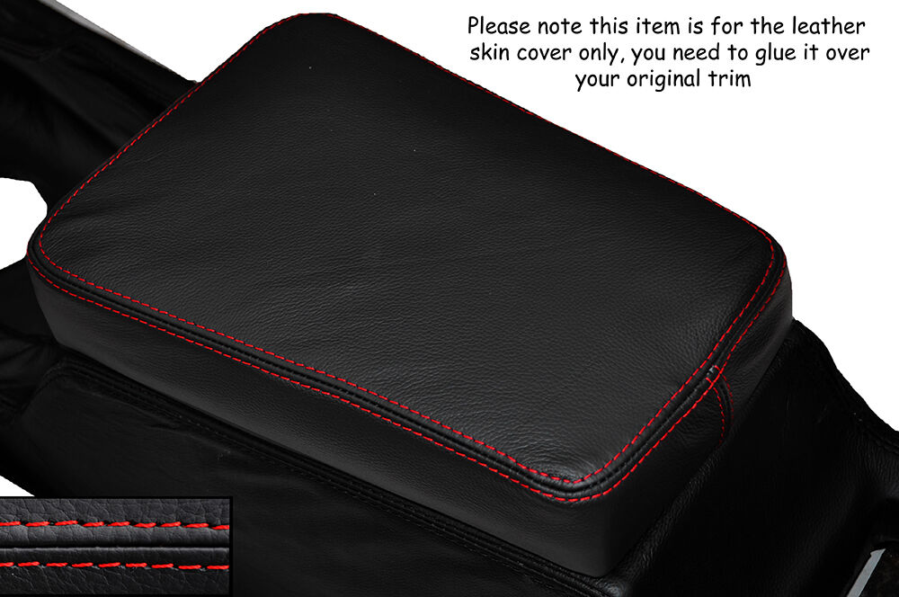 RED STITCHING LEATHER ARMREST LID SKIN COVER FITS RELIANT SCIMITAR CUSTOM NEW