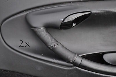 FITS PORSCHE BOXSTER  2X DOOR HANDLE LEATHER COVERS grey stitch CUSTOM NEW